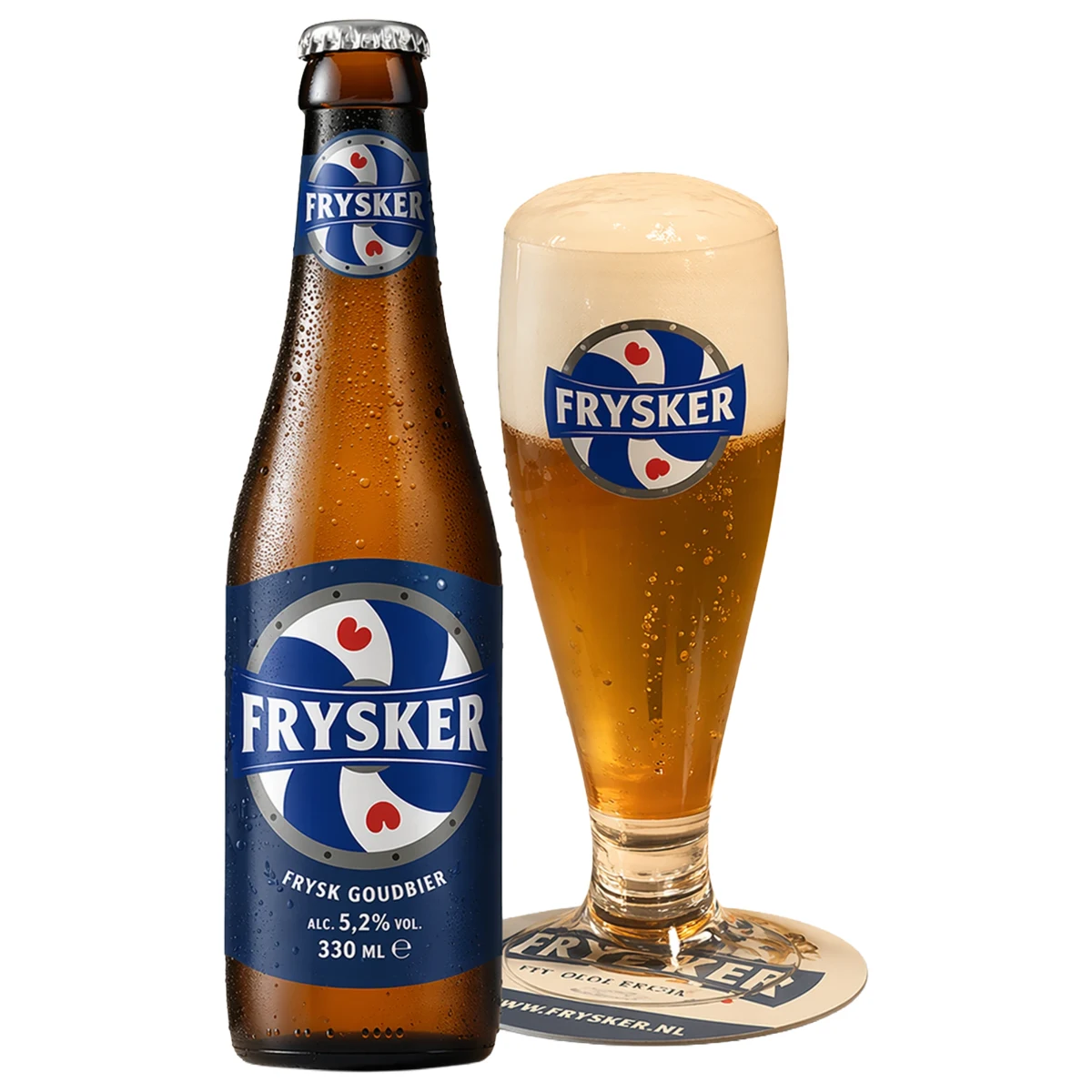 Frysker pilsglas en flesje Frysker
